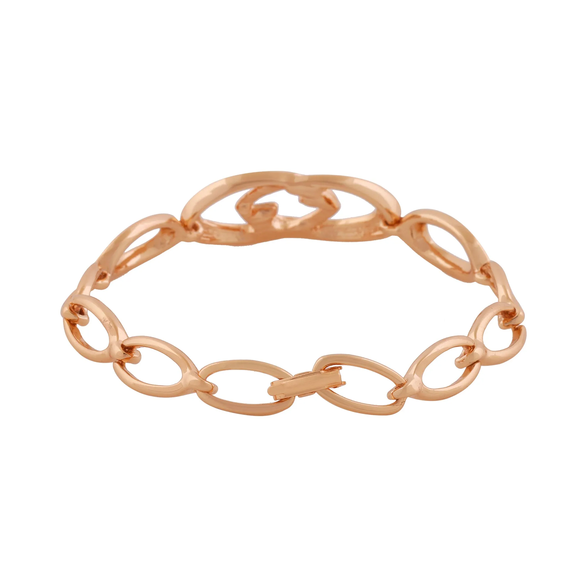 Estele Rose Gold Black And White Enamel Bracelet for women