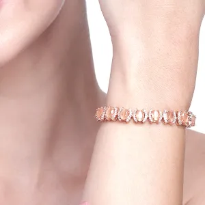 Estele Rose Gold Plated CZ Dazzling Bracelet with Mint Orange Stones for Women