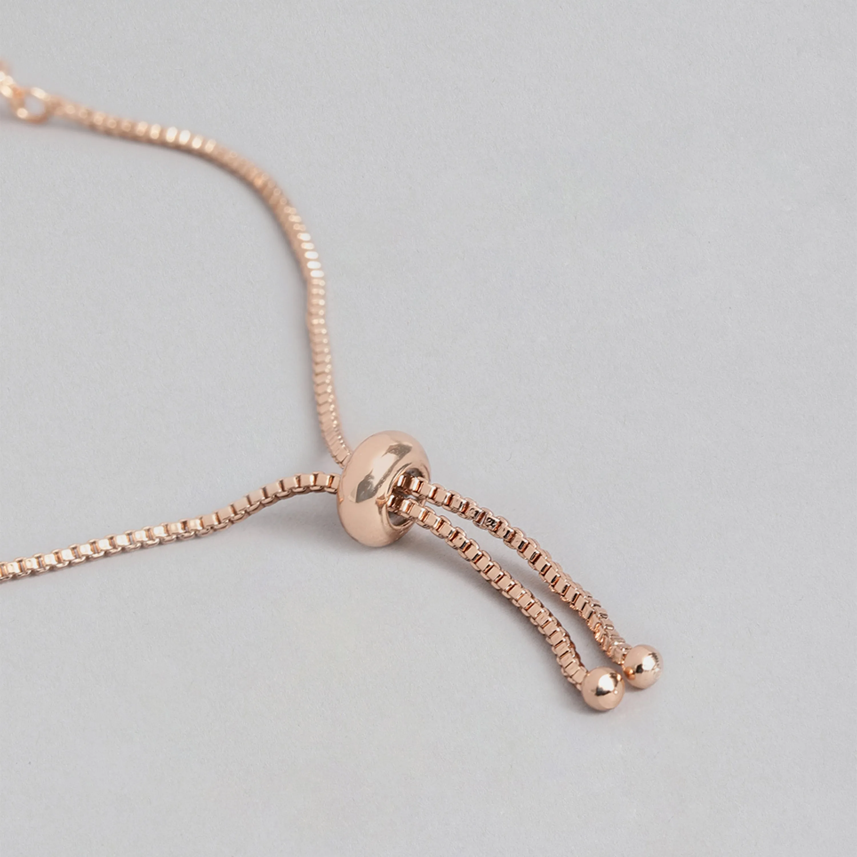 Estele Rose Gold Plated CZ Ossum Octagon Bracelet for Women