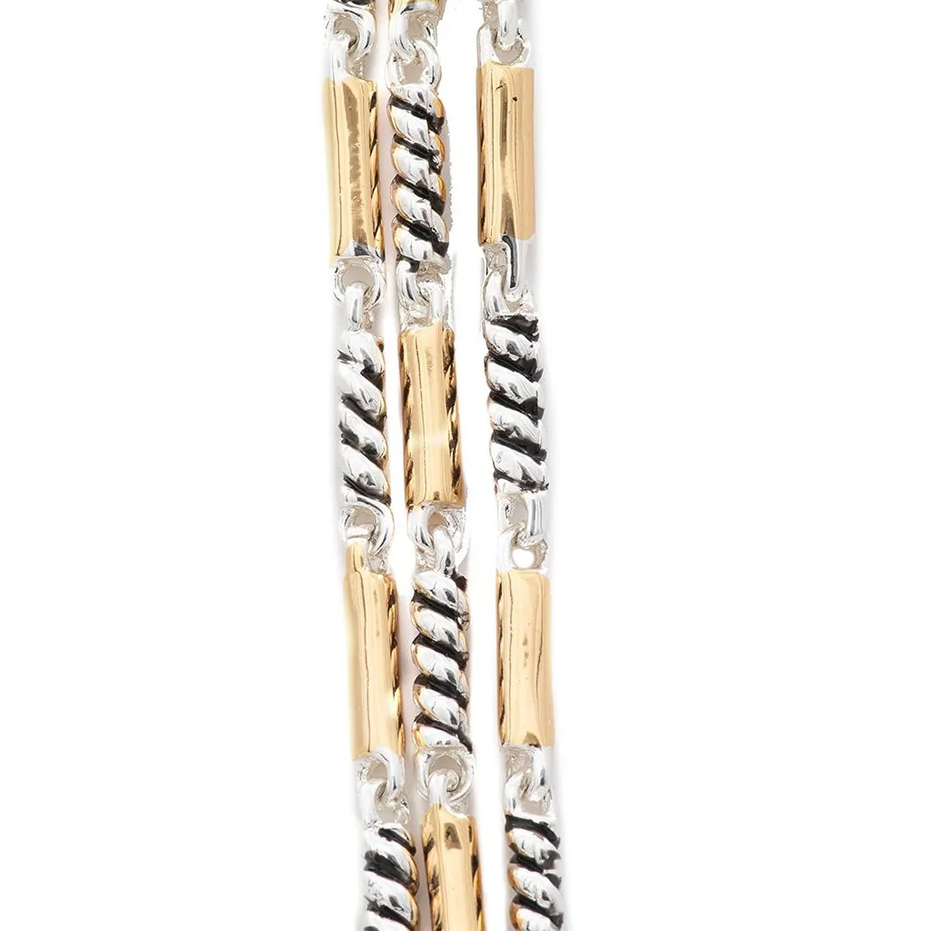 Estele Silver and Gold Plated Twisted Spring Designer Adjustable Bracelet for Girls & Women