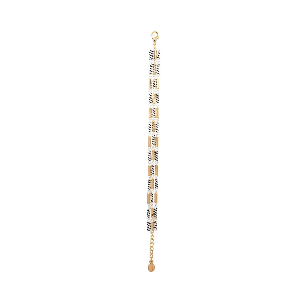 Estele Silver and Gold Plated Twisted Spring Designer Adjustable Bracelet for Girls & Women