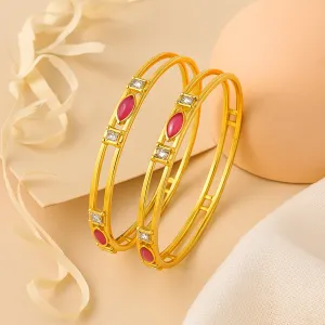 Estele Women??s Gold Plated Bangle ?C Size 2.6 ?C Elegant CZ Ruby Stone ?C Lightweight Ethnic Jewelry ?C OSBR-VK11412RDWE-26 BANGLE