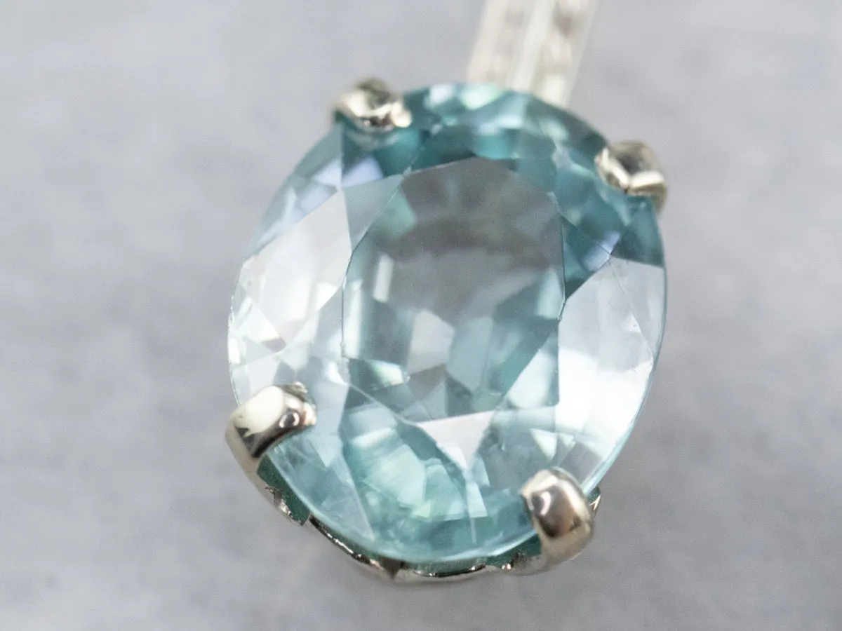 Etched Bar Drop Blue Zircon Earrings