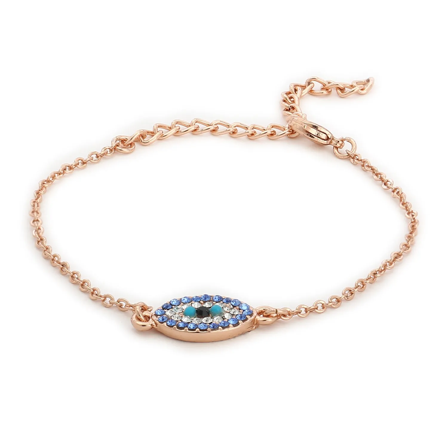 Evil Eye Rose Gold Bracelet Using Austrian crystals