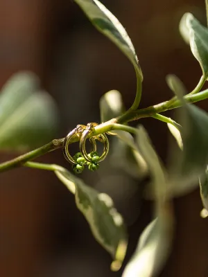 Floral Micro Hoop Earrings - Green