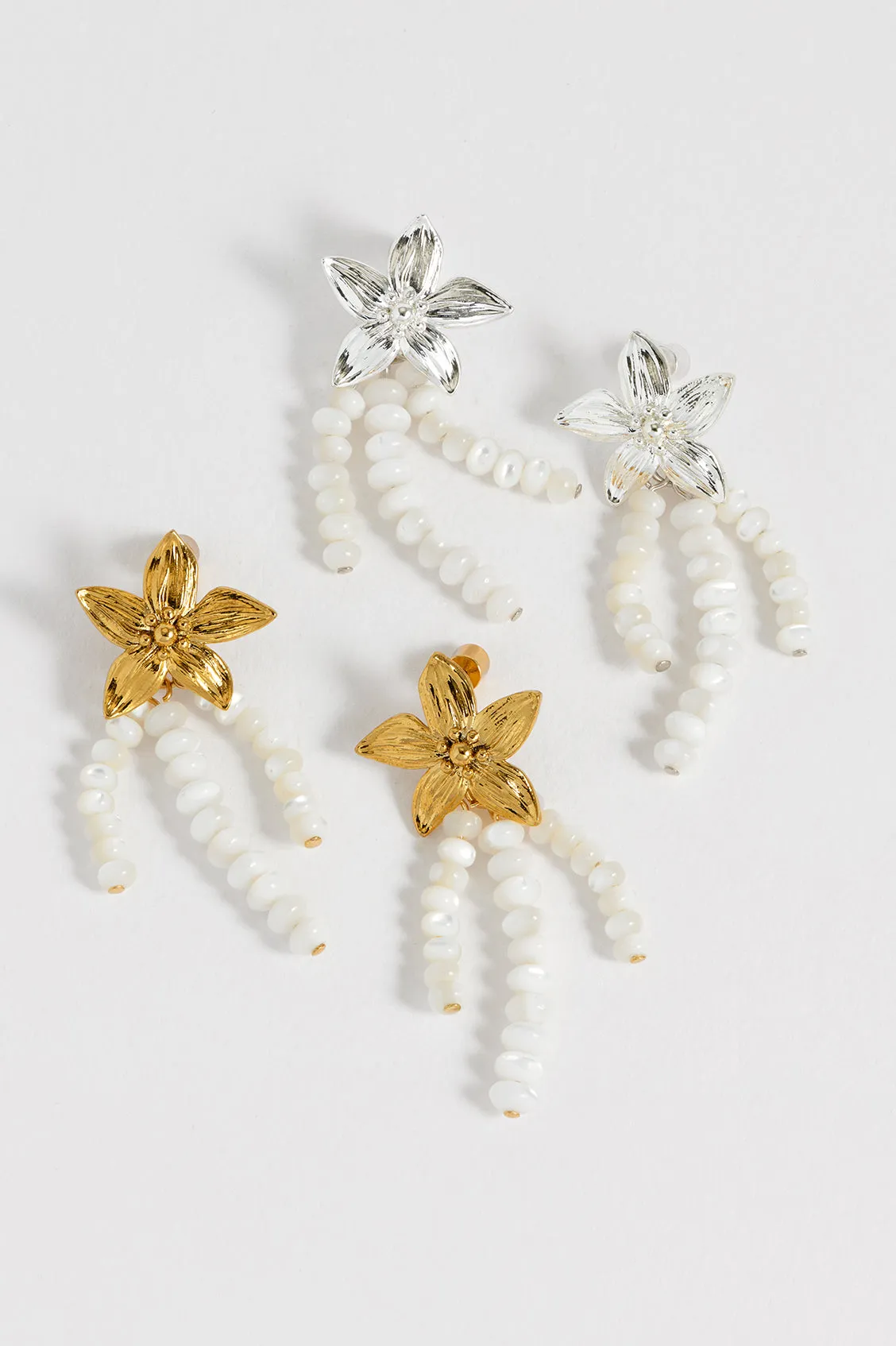 Flower Pearl Drop Earrings