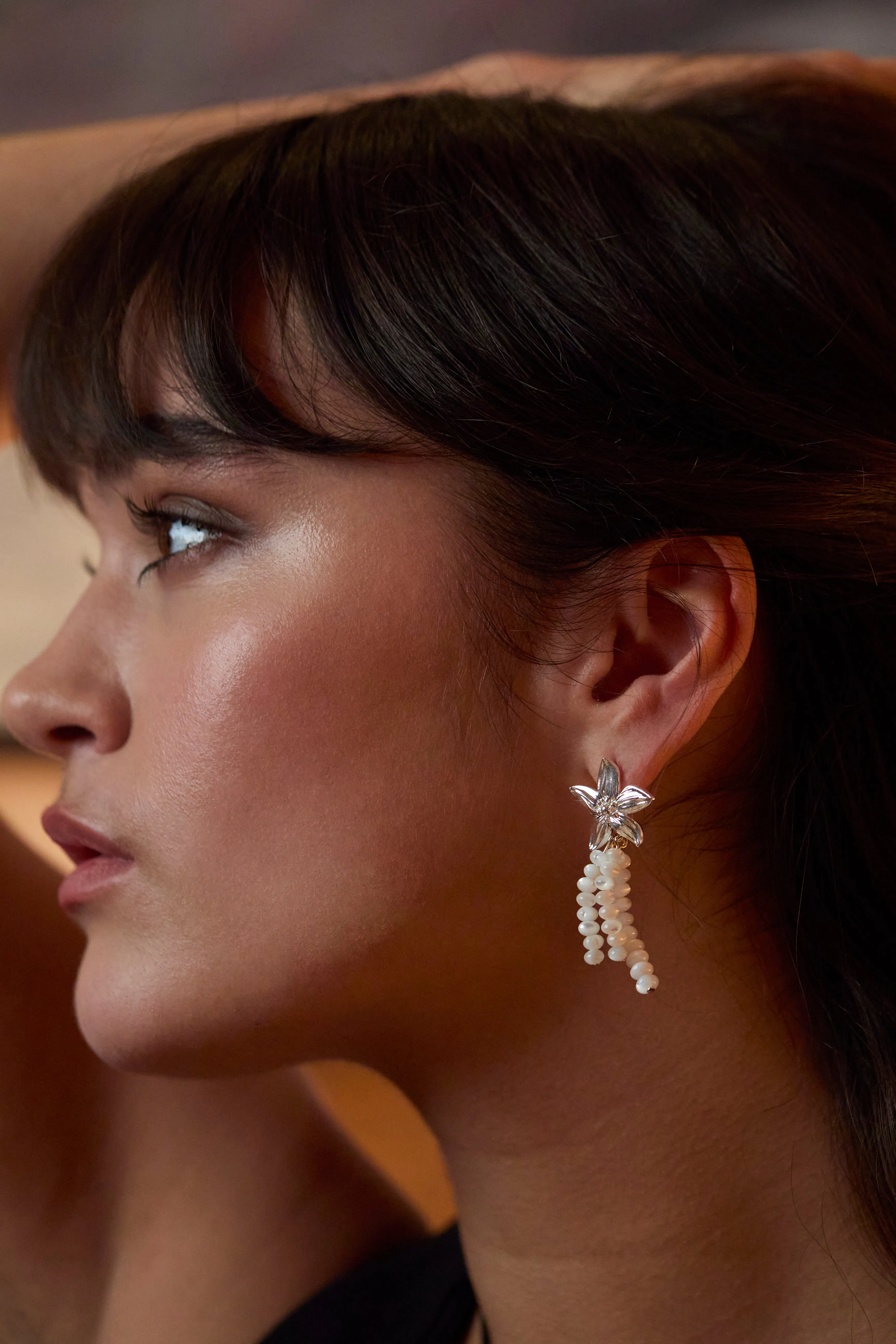 Flower Pearl Drop Earrings