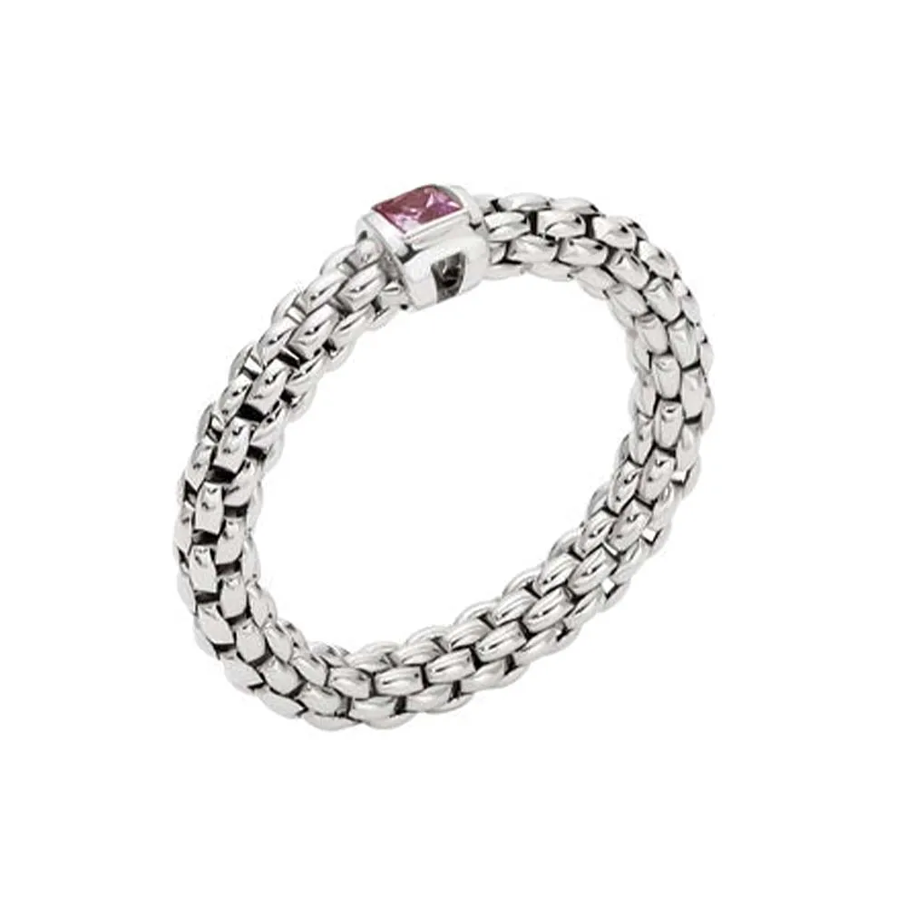 Fope Souls 18ct White Gold Pink Sapphire Flexible Ring