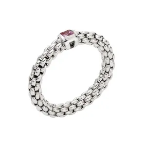 Fope Souls 18ct White Gold Pink Sapphire Flexible Ring