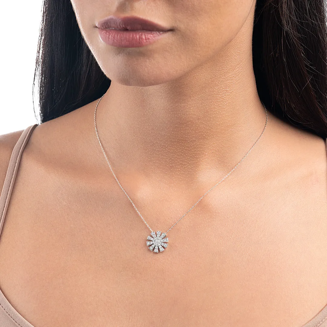 Full Sunrise Diamond Pendant White Gold