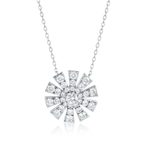 Full Sunrise Diamond Pendant White Gold
