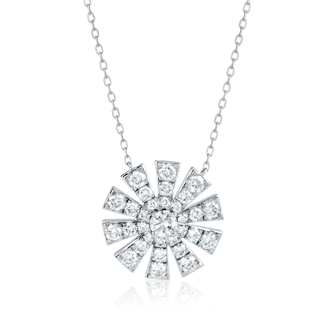 Full Sunrise Diamond Pendant White Gold
