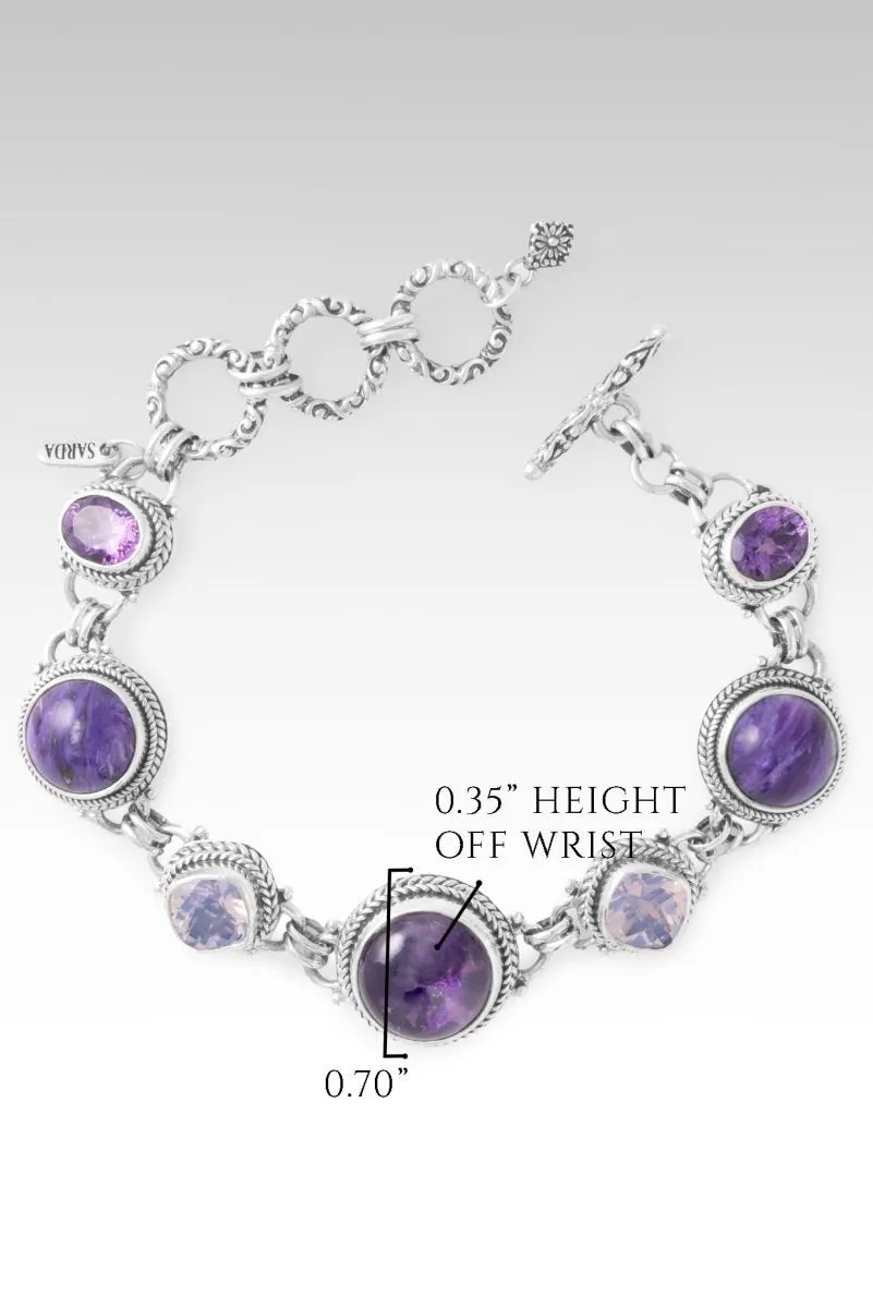 Glory Everywhere Bracelet? in Chevron Amethyst, Charoite, Amethyst & Lavender Moon Quartz