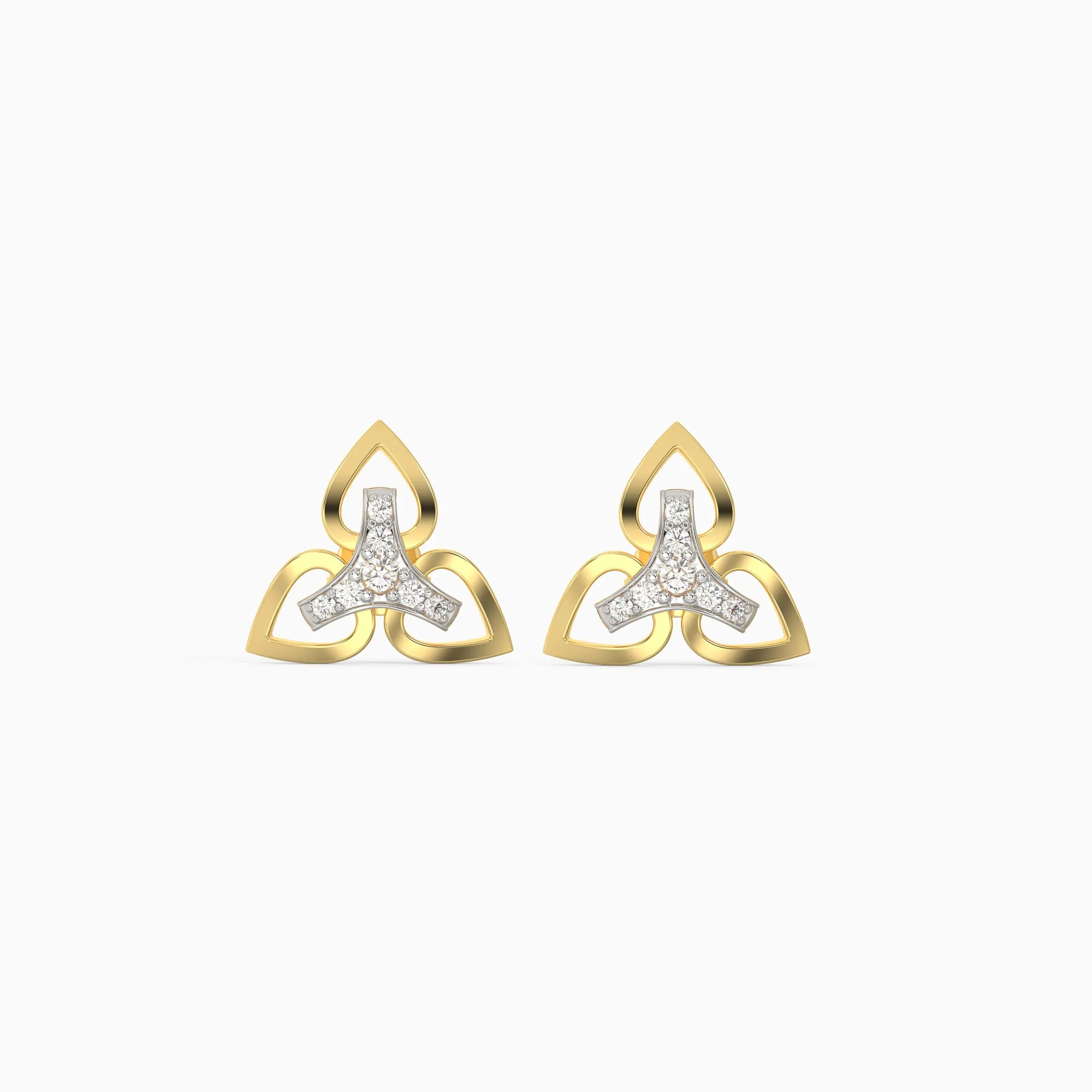 Gold Floral Triad Diamond Earrings