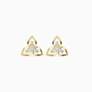 Gold Floral Triad Diamond Earrings