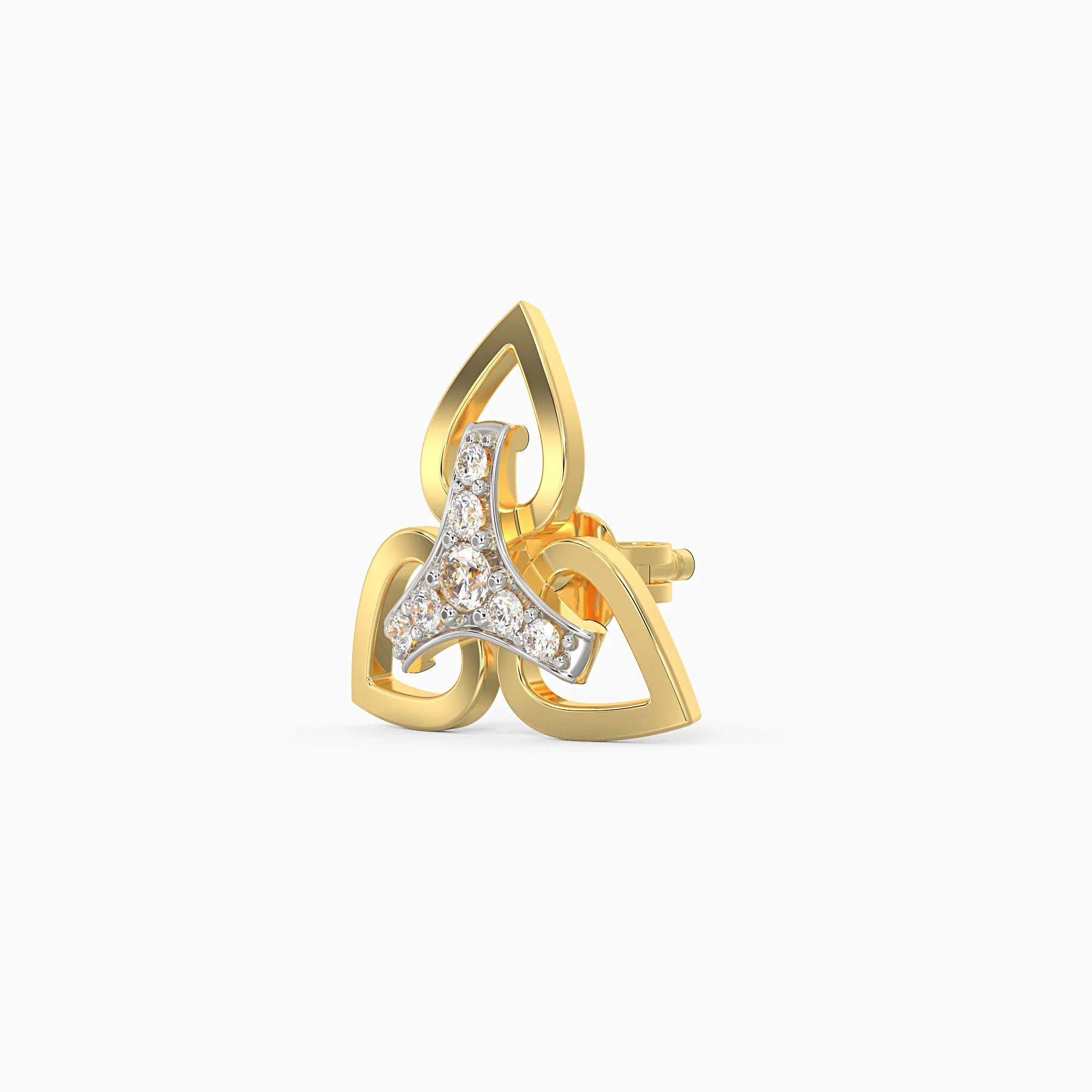 Gold Floral Triad Diamond Earrings