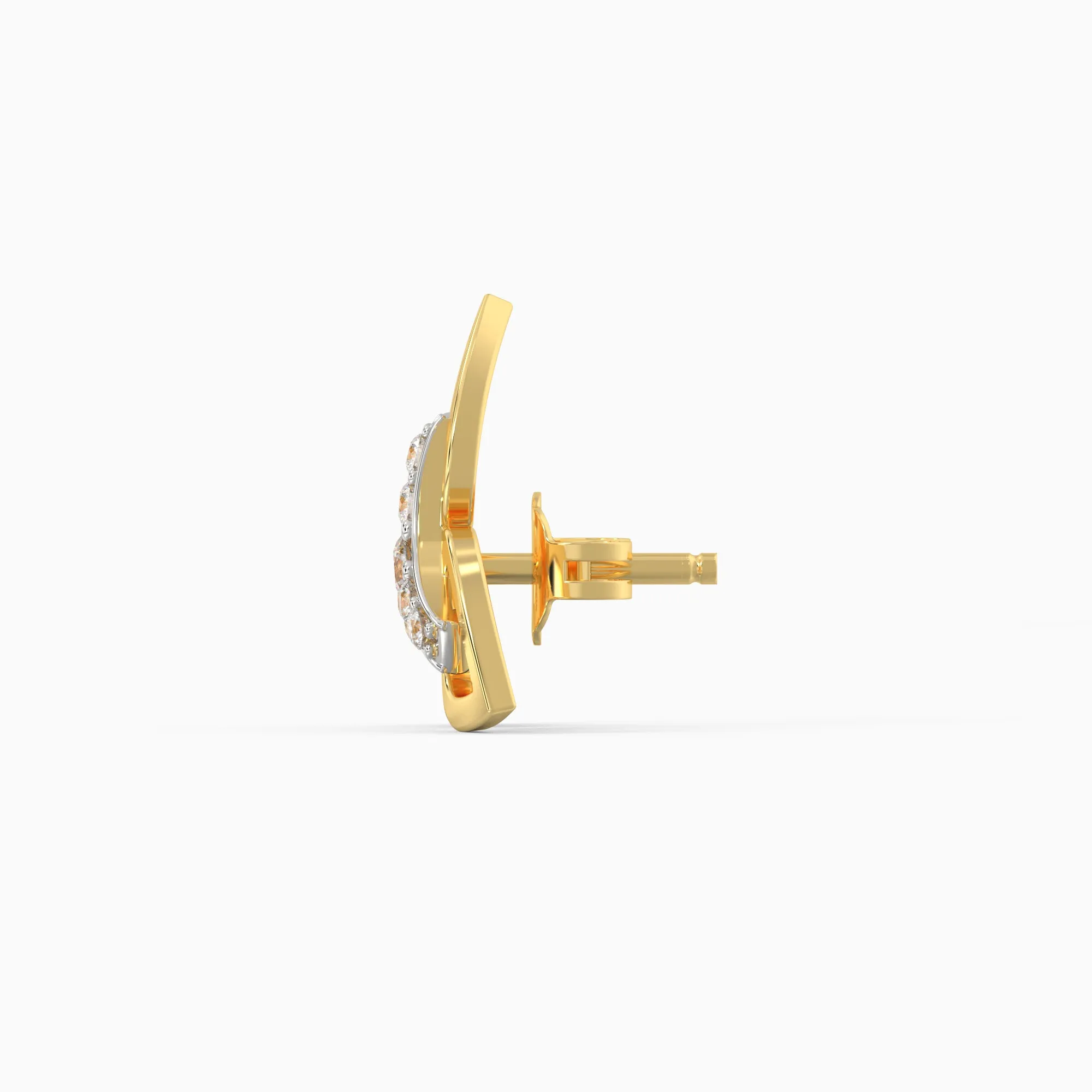 Gold Floral Triad Diamond Earrings