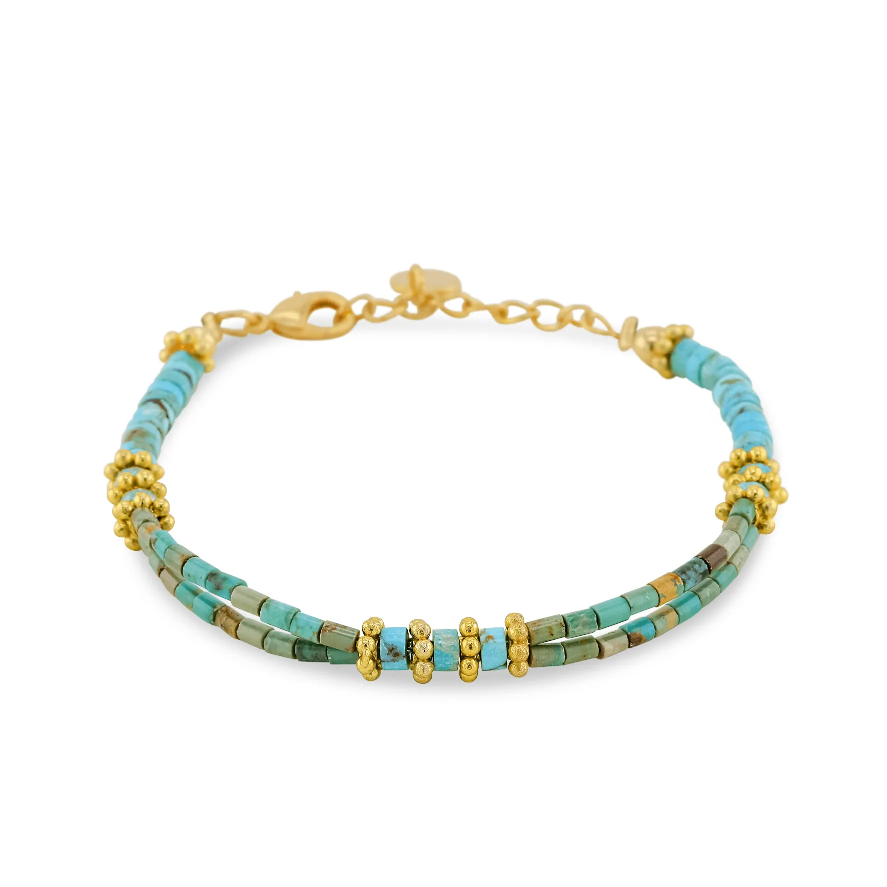 Gold-plated pearl bracelet 18k yellow gold assembled with turquoise