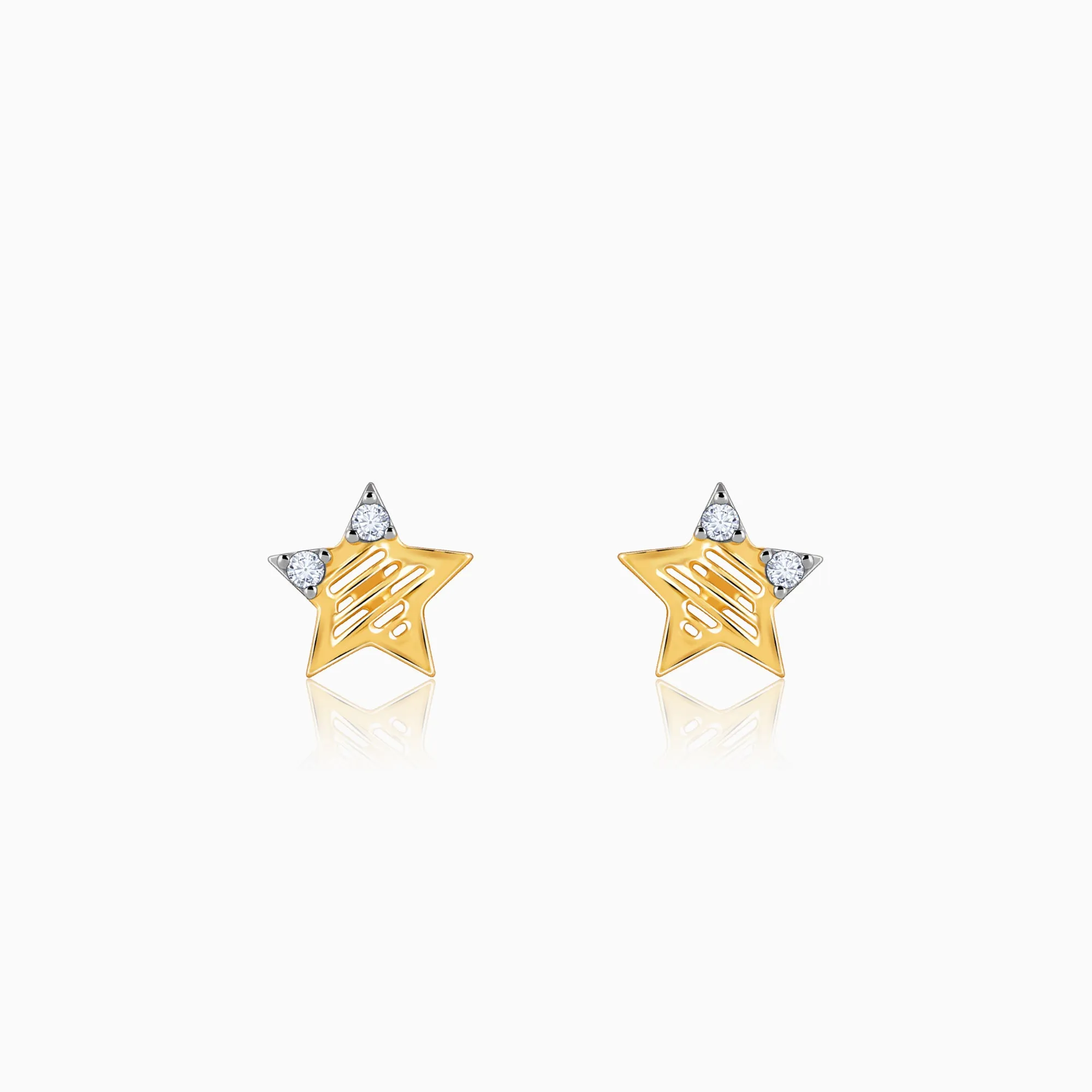 Gold Shining Star Diamond Earrings
