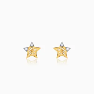 Gold Shining Star Diamond Earrings