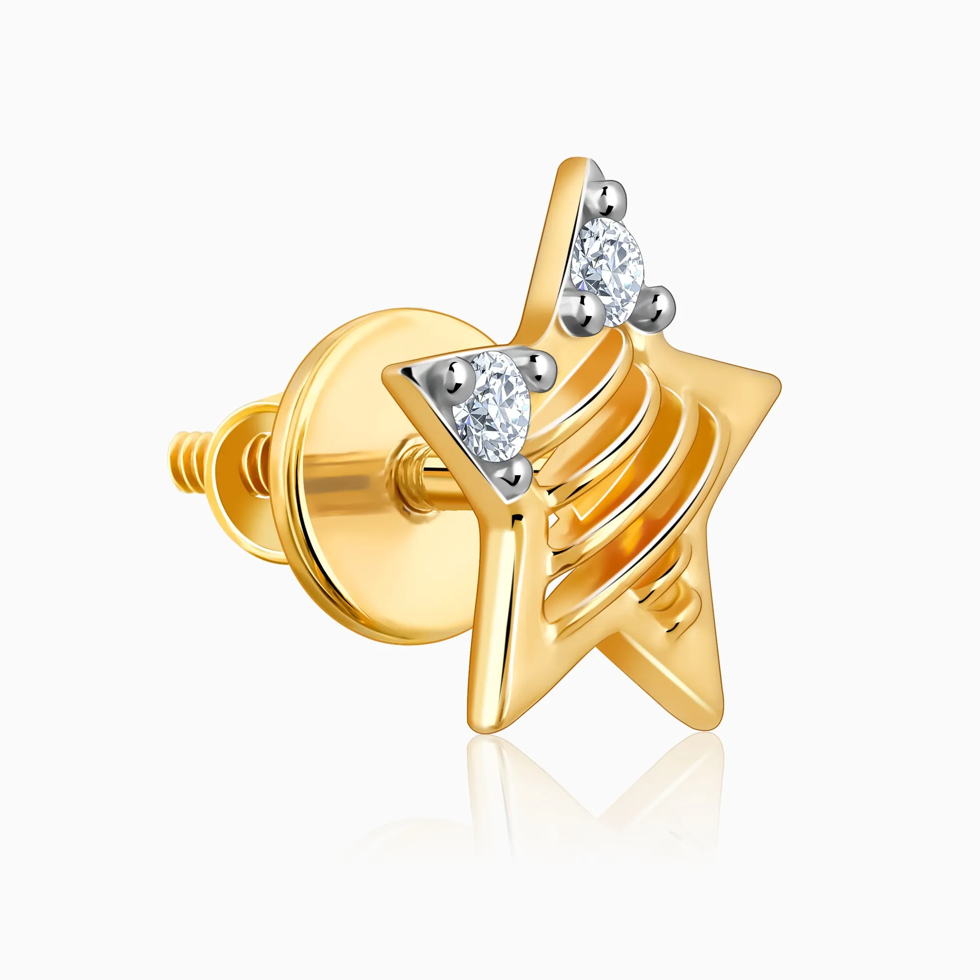 Gold Shining Star Diamond Earrings