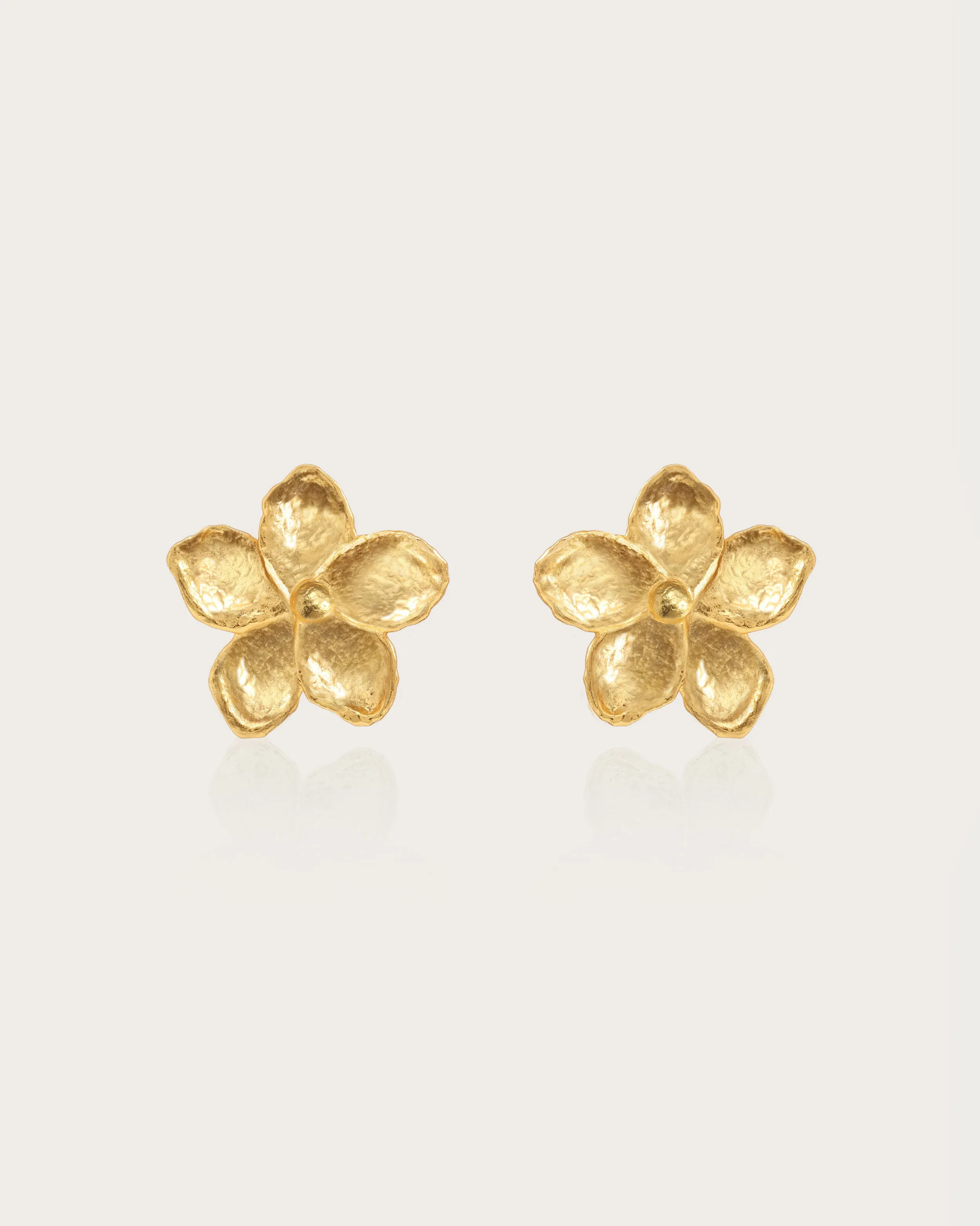 Gold Textured Floral Earrings