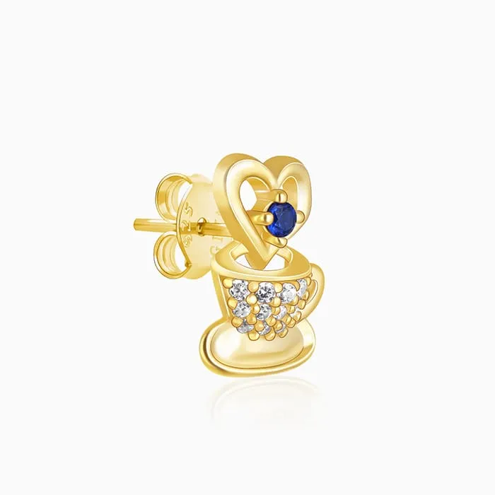 Golden Coffee Love Stud Earrings