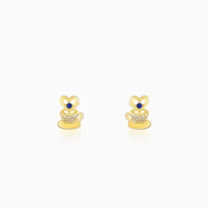 Golden Coffee Love Stud Earrings