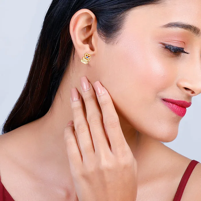 Golden Coffee Love Stud Earrings