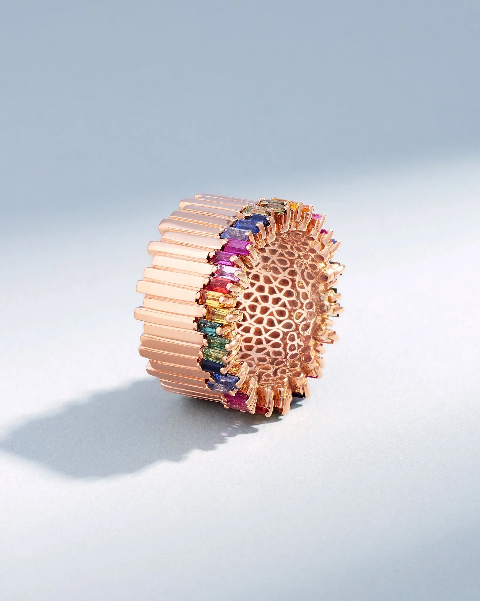 Golden Milli Stacker Rainbow Sapphire Eternity Band