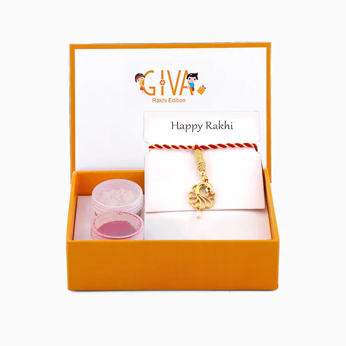 Golden Pearl Peacock Lumba Rakhi
