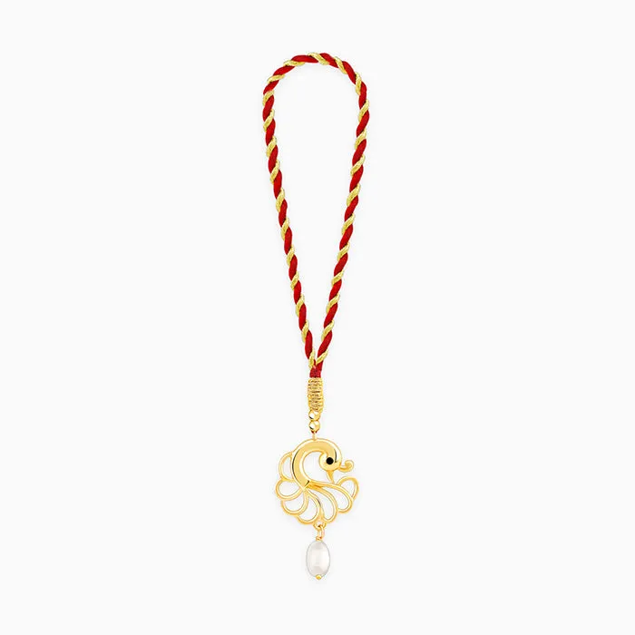 Golden Pearl Peacock Lumba Rakhi