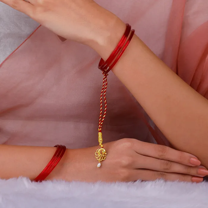 Golden Pearl Peacock Lumba Rakhi