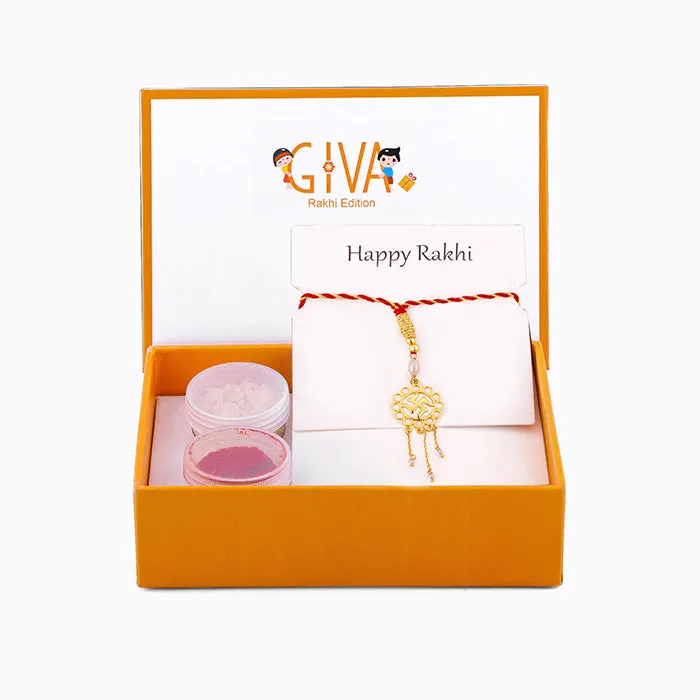 Golden Swastik Bloom Lumba Rakhi