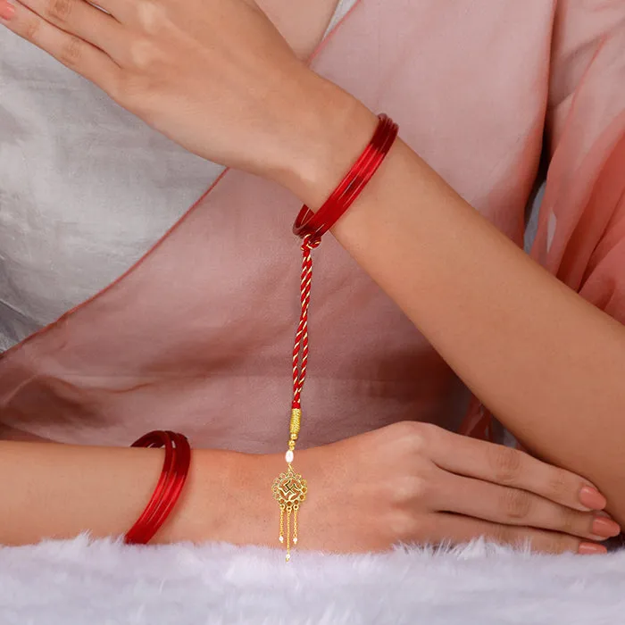Golden Swastik Bloom Lumba Rakhi