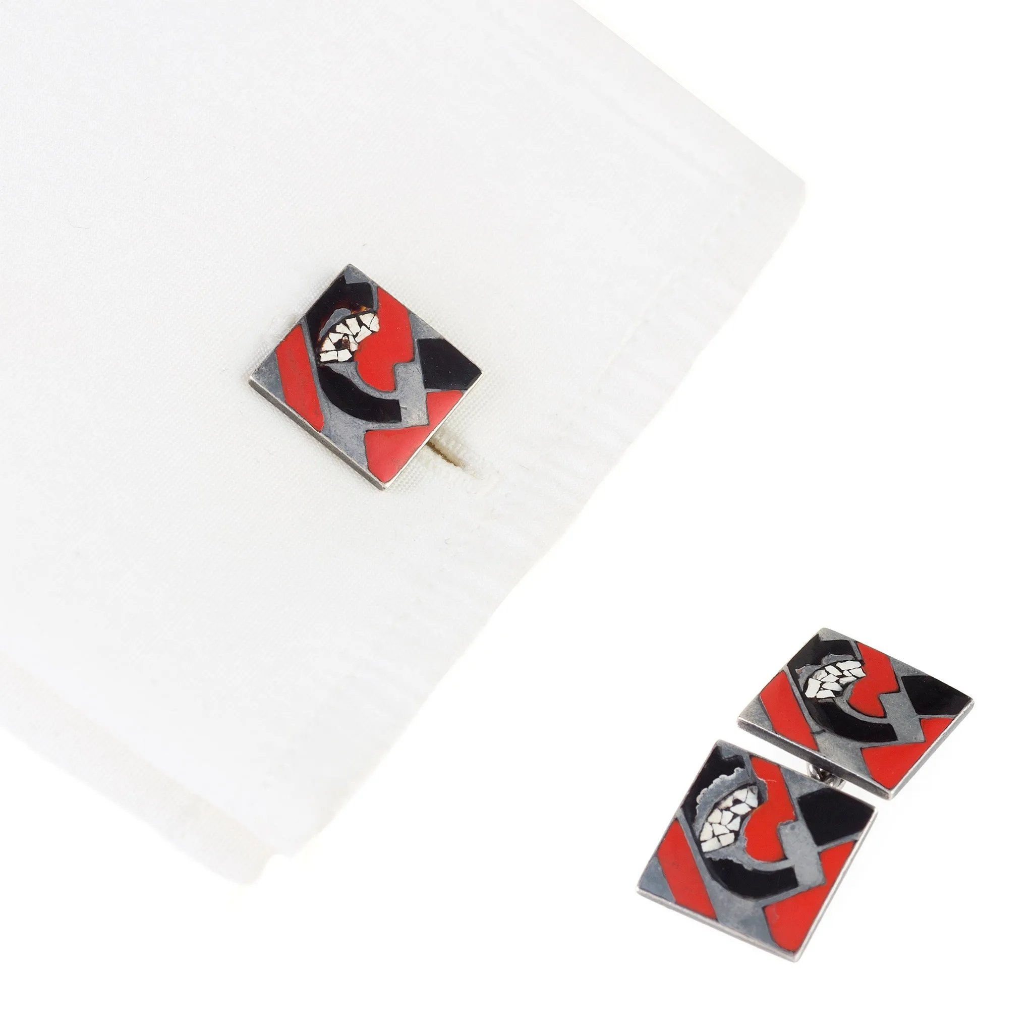 G??rard Sandoz "Coquille d???uf" Eggshell Lacquer Cuff Links