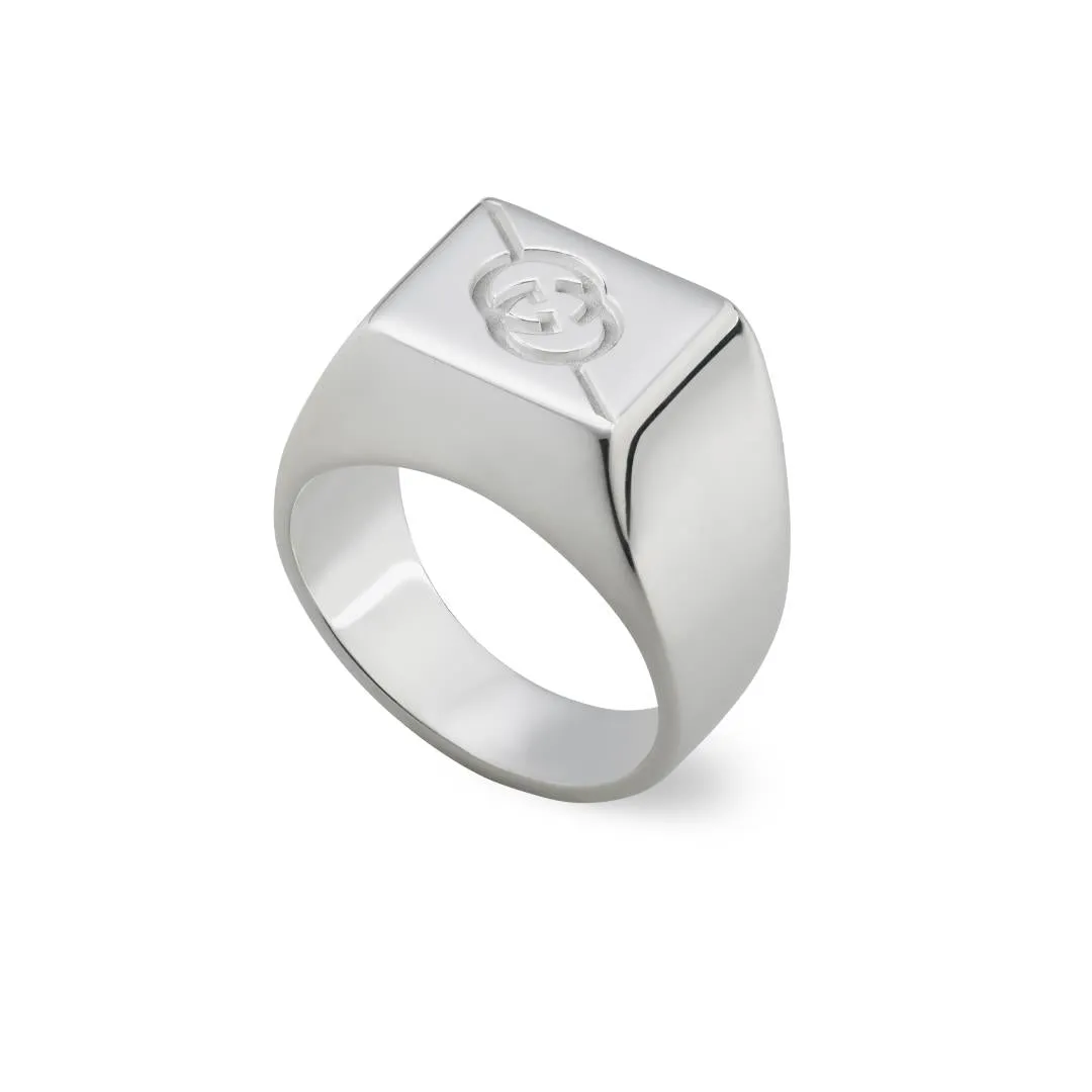 Gucci Tag Sterling Silver Signet Ring D