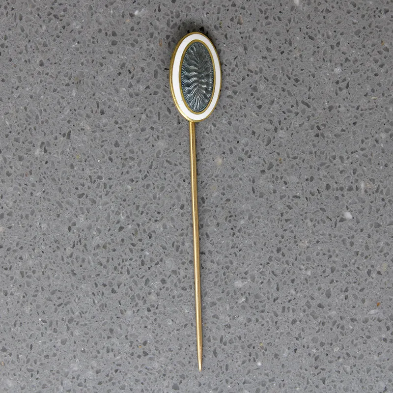 Guilloch?? Enamel & Gold Edwardian Stick Pin