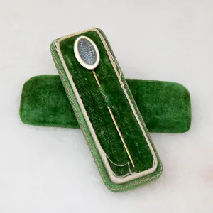 Guilloch?? Enamel & Gold Edwardian Stick Pin