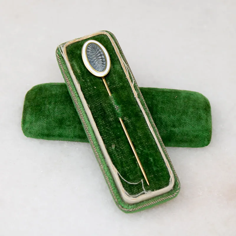 Guilloch?? Enamel & Gold Edwardian Stick Pin