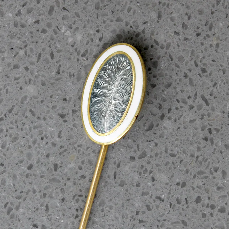 Guilloch?? Enamel & Gold Edwardian Stick Pin