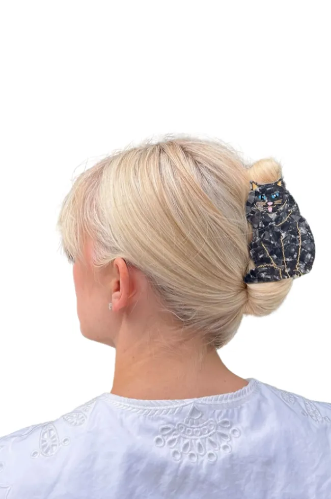 Hand-Painted Persian Cat Hair Claw Clip