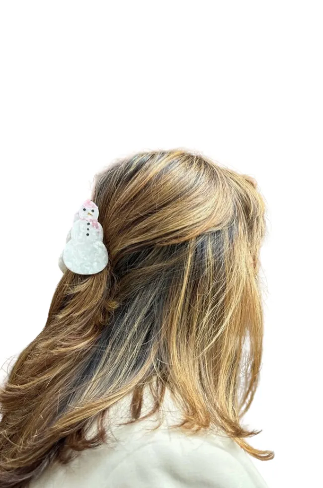 Hand-Painted Snowman Claw Clip