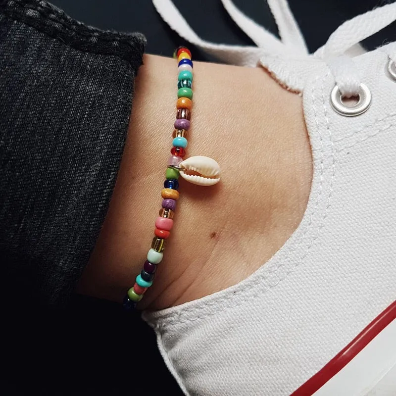 Handmade Bohemian Shell Romantic Classic Charm Beads Anklets For Women Colorful Summer Beach Beaded Anklet Foot Bracelet Jewelry