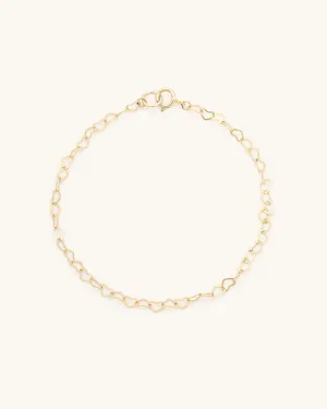 Heart Flat Chain Bracelet