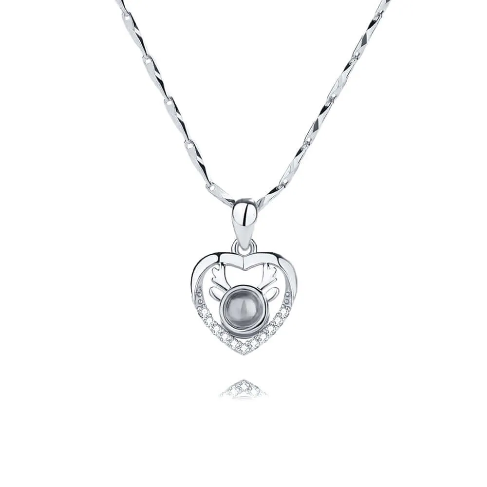 Heart Shaped Love Reindeer Projection Necklace