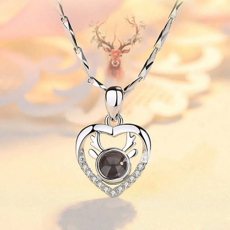 Heart Shaped Love Reindeer Projection Necklace