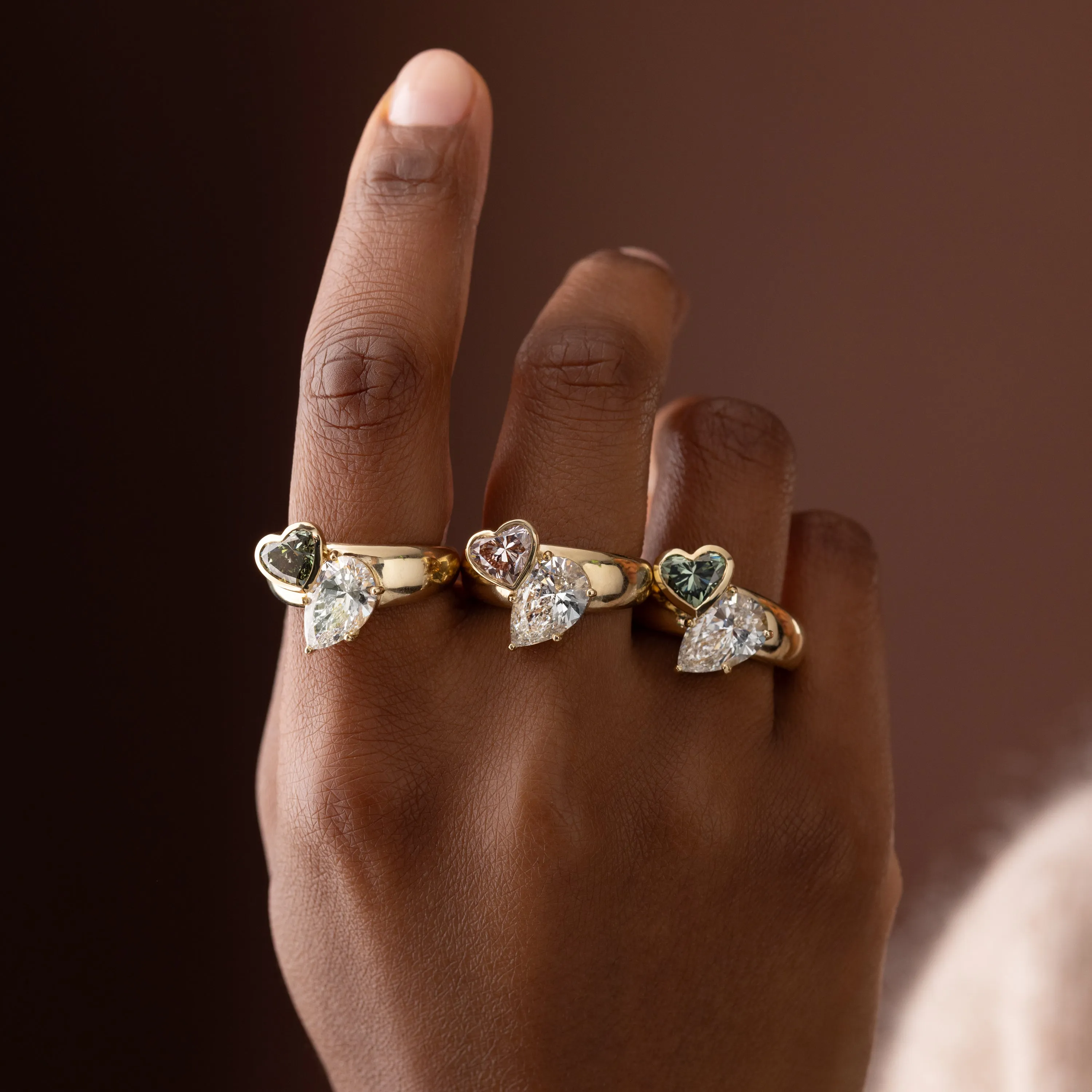 Heart to Heart Ring, 4.6 ctw. Lab-Grown Green and White Diamonds
