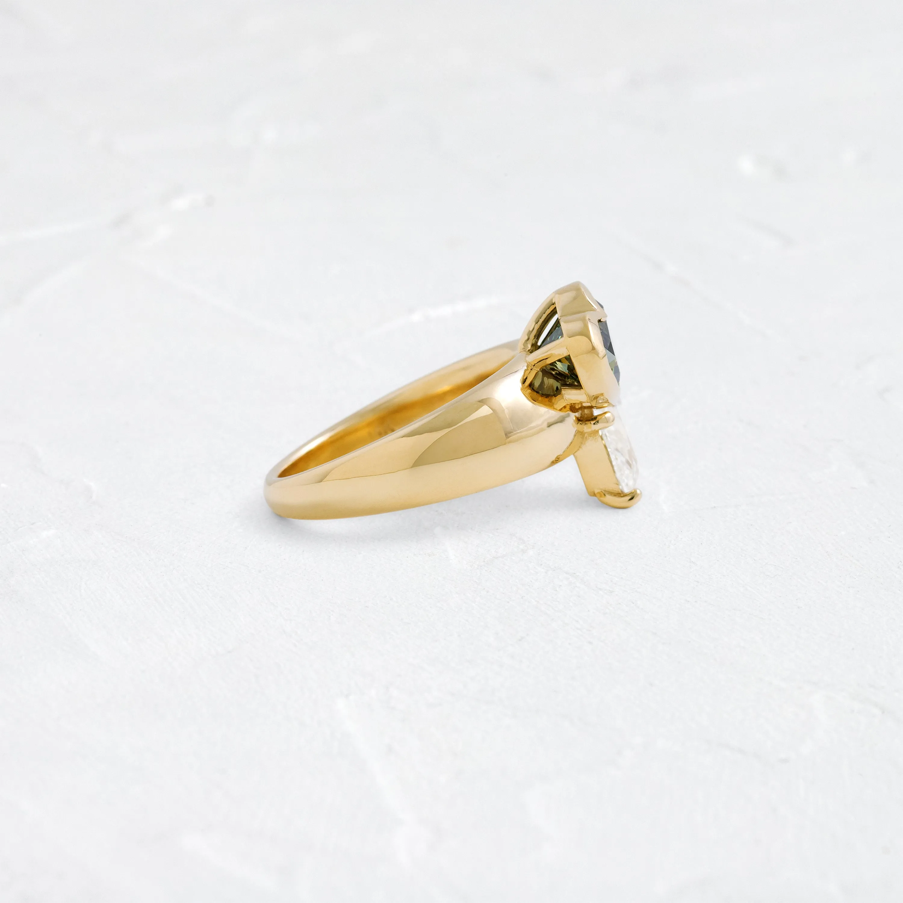 Heart to Heart Ring, 4.6 ctw. Lab-Grown Green and White Diamonds