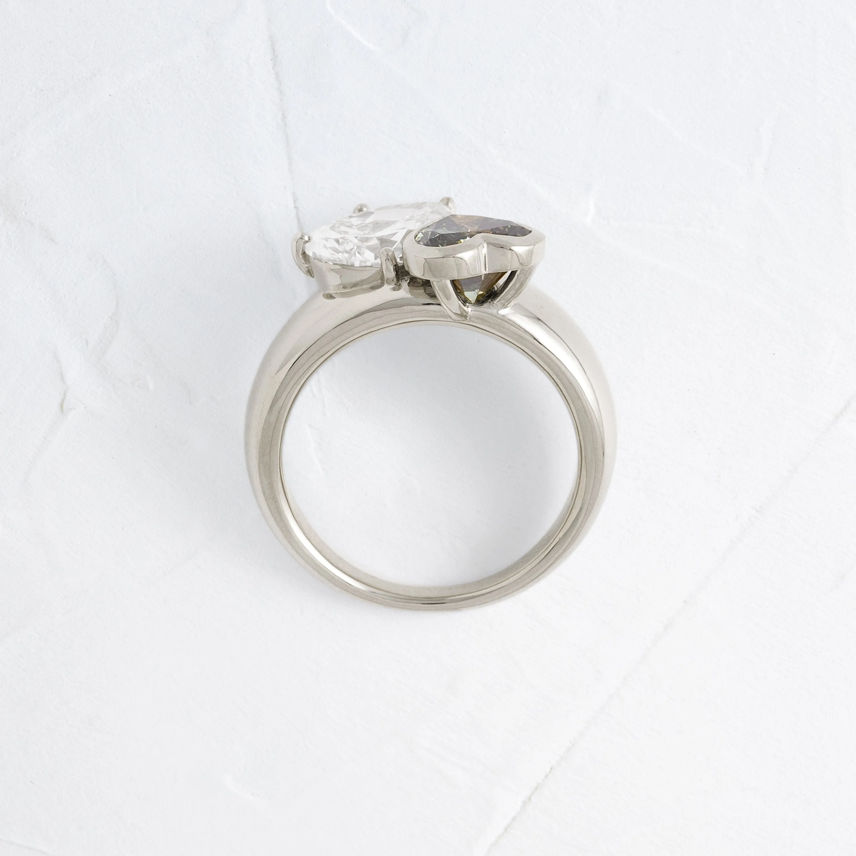 Heart to Heart Ring, Green Diamond